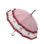 Ladies Sunproof Straight Handle Umbrella Lace Flowers Pagoda Shaped